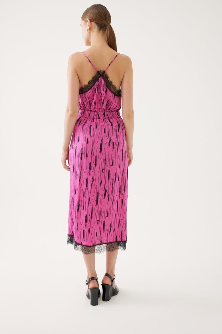 Slit Lace Detail Skirt, Alternate, color, FUCHSIA-BLACK