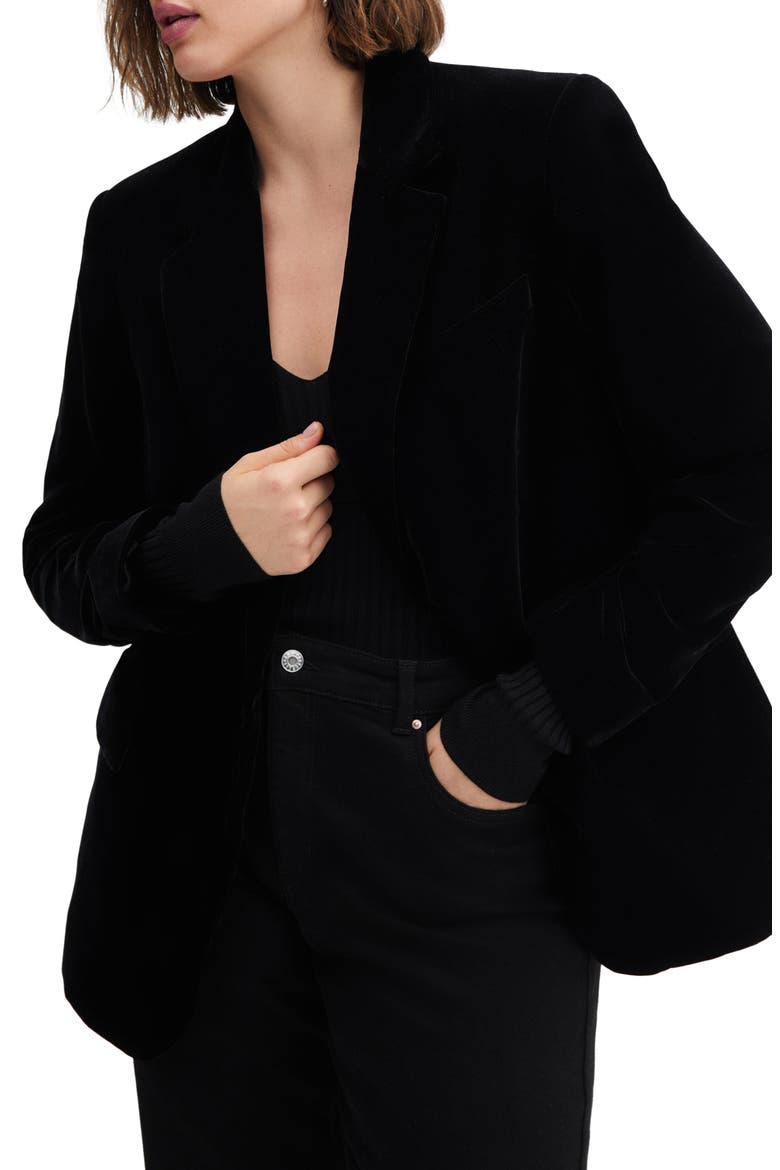 Velvet Blazer, Main, color, BLACK