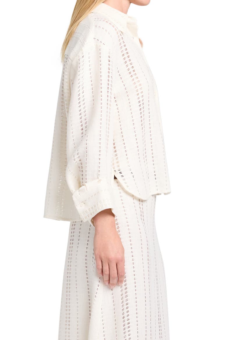 J.D. Open Stitch Linen Button-Up Shirt, Alternate, color, IVORY
