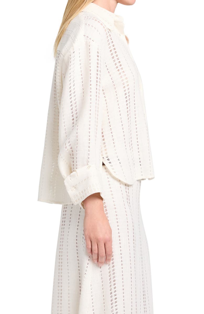 TWP Open Stitch Linen Button-Up Shirt, Alternate, color, Ivory