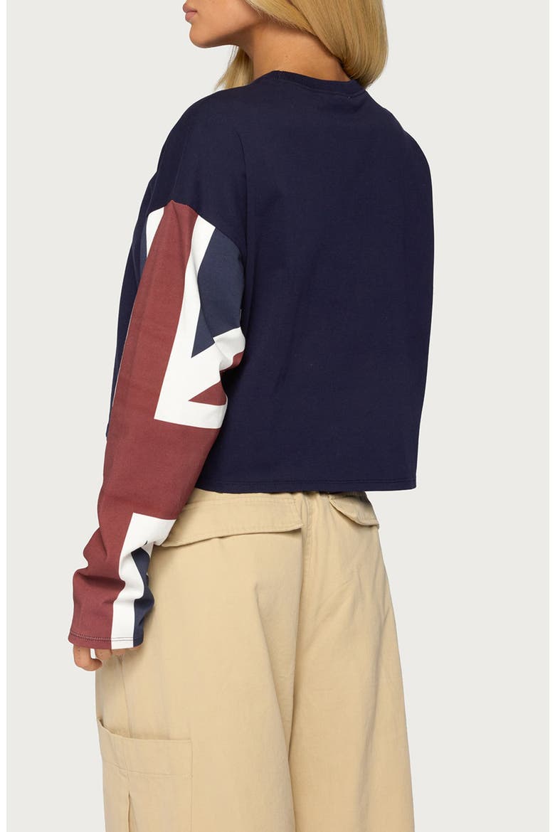 UK Muse Long Sleeve Cotton Top, Alternate, color, NAVY