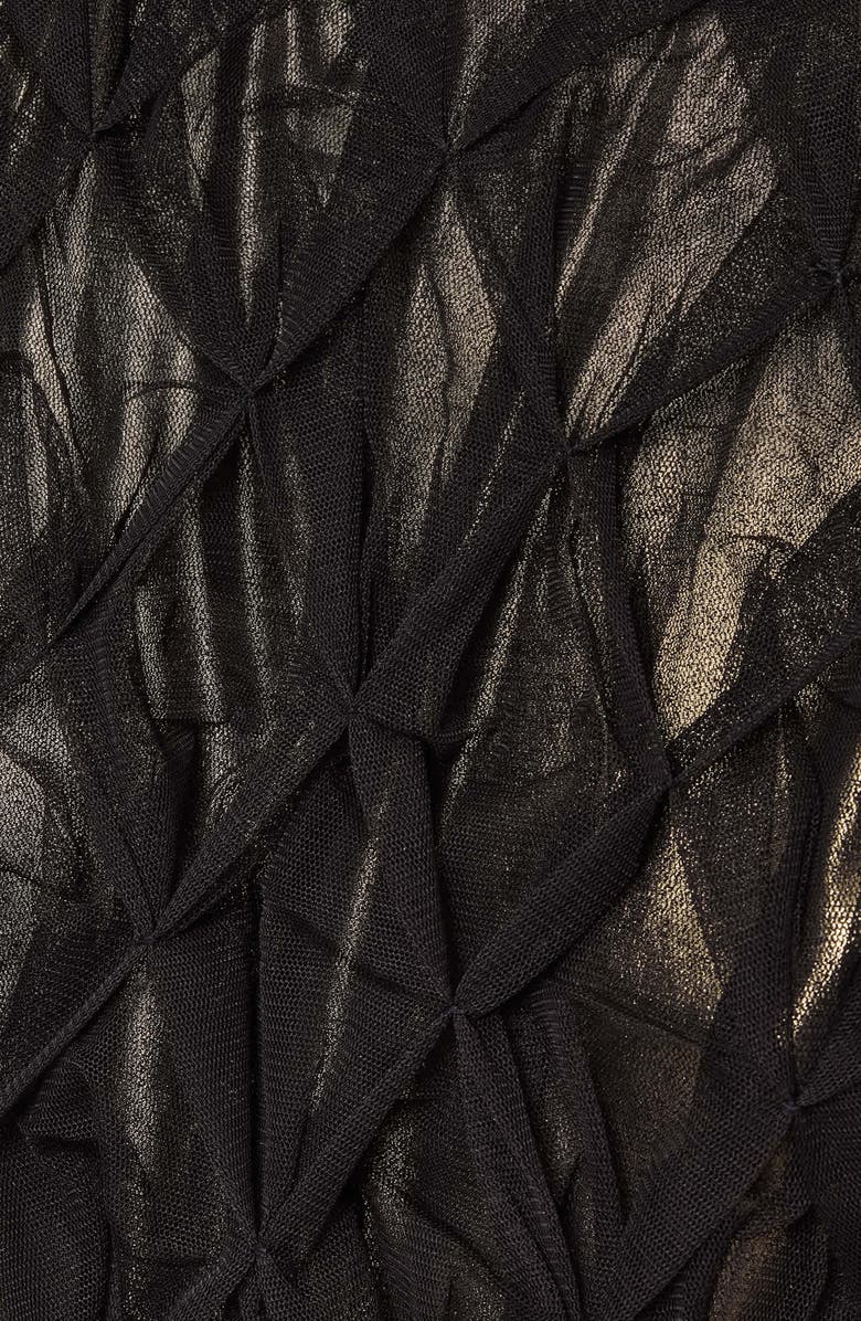 AllSaints Lola Metallic Tulle Asymmetric Midi Dress, Alternate, color, Black/ Metallic Gold