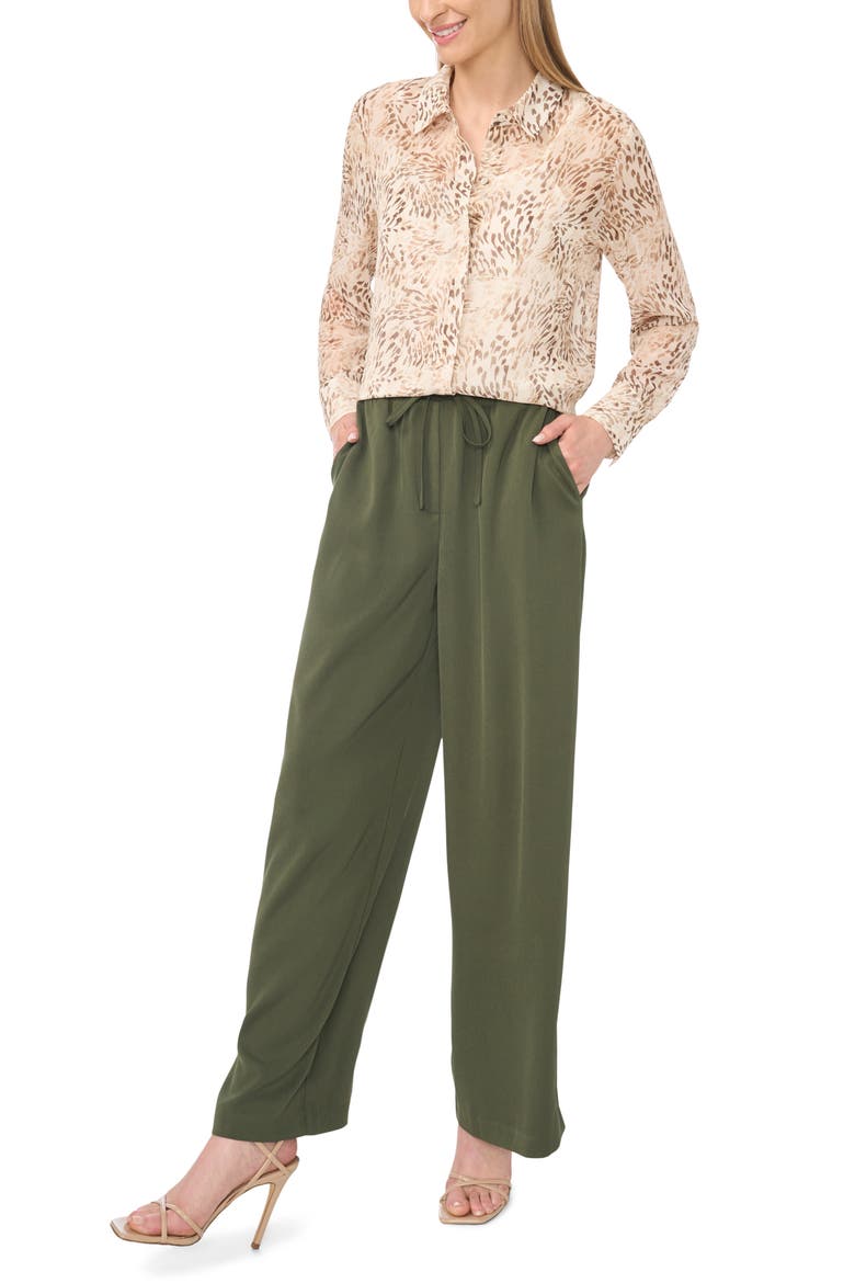 Hidden Placket Semisheer Chiffon Button-Up Shirt, Alternate, color, AFTERGLOW