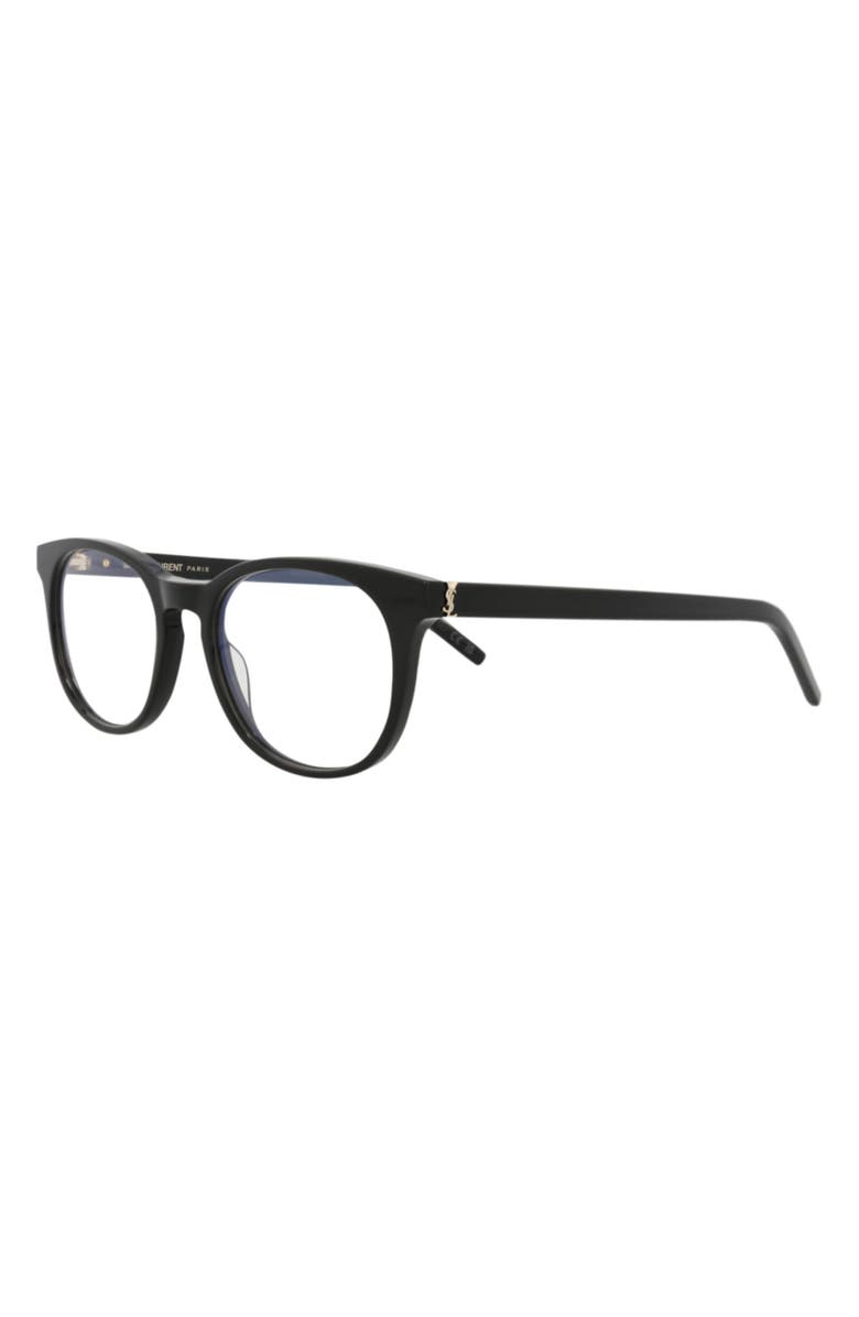 Saint Laurent 52mm Oval Optical Glasses, Alternate, color, Black Black Transparent