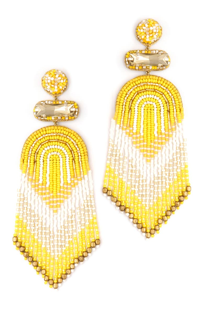 Deepa Gurnani Ishani Beaded Drop Earrings, Main, color, Yellow