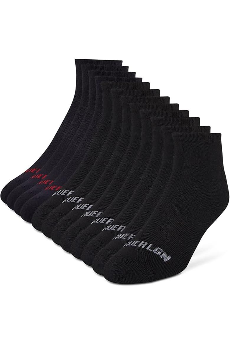12 Pairs Premium Athletic No Show Socks, Alternate, color, Black