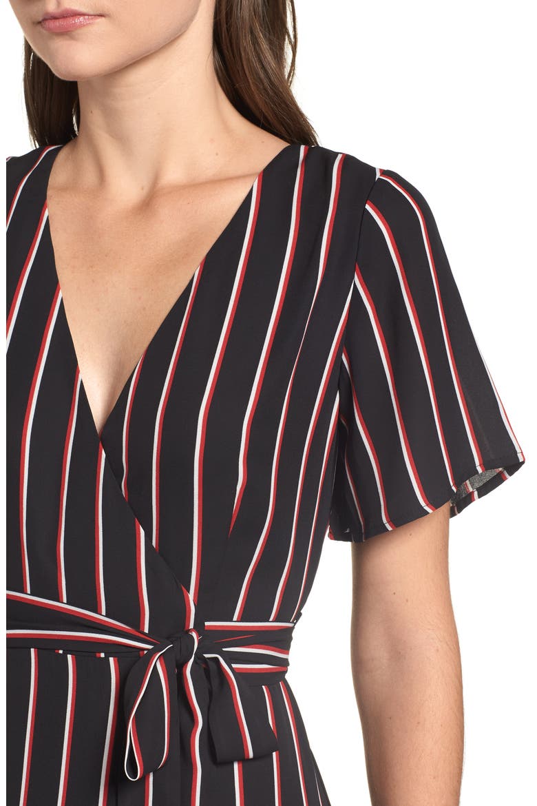 Wrap Maxi Dress, Alternate, color, BLACK DOUBLE STRIPE