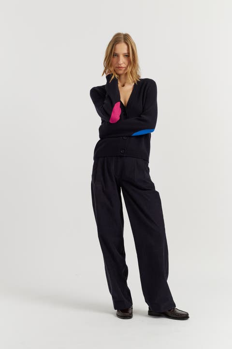 Wool-Cashmere Elbow Patch Cardigan