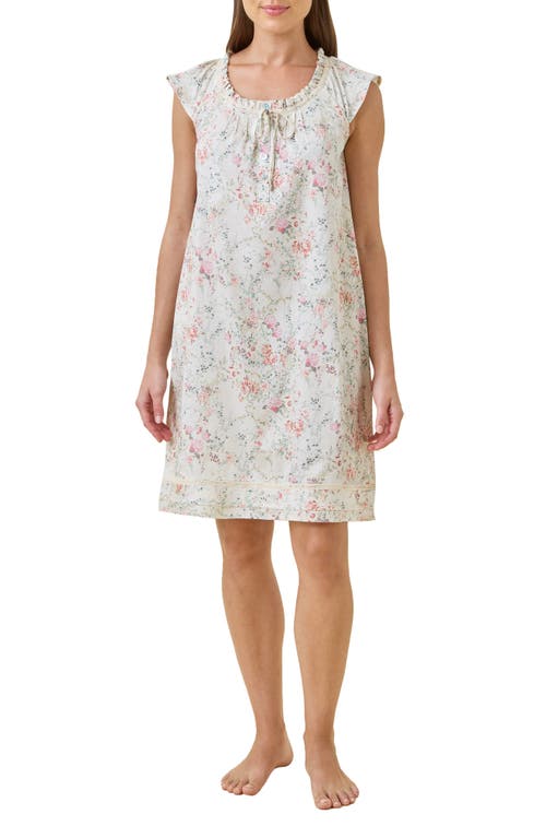 Papinelle Yolly Flutter Neck Cotton Sateen Nightgown In Burgundy