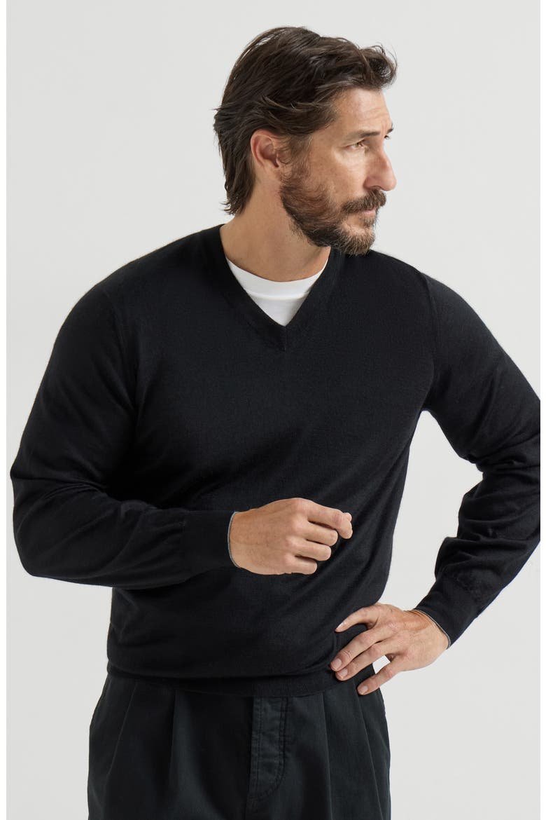 Cashmere and silk lightweight sweater, Main, color, Black