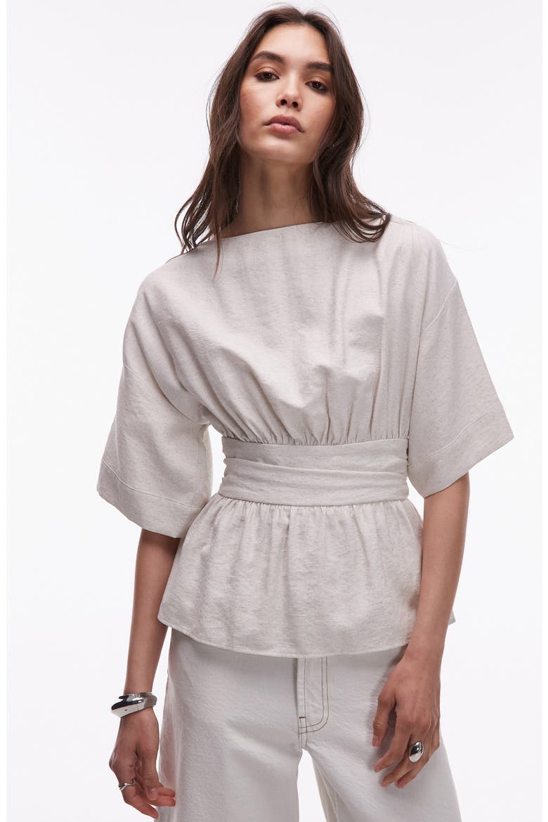 Open Back Woven Top, Main, color, BEIGE