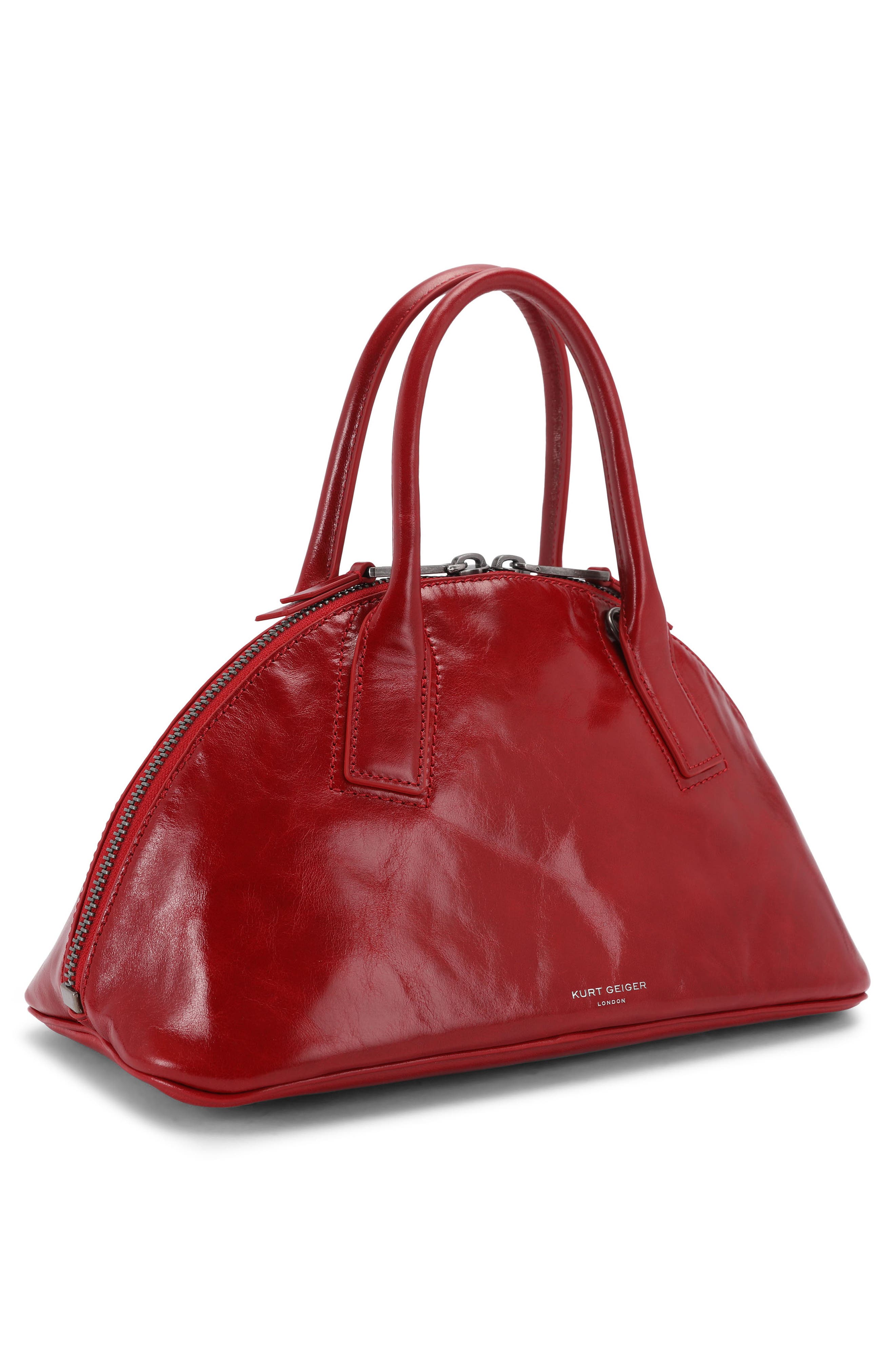 Sloane Leather Bowling Handbag, Alternate, color, RED