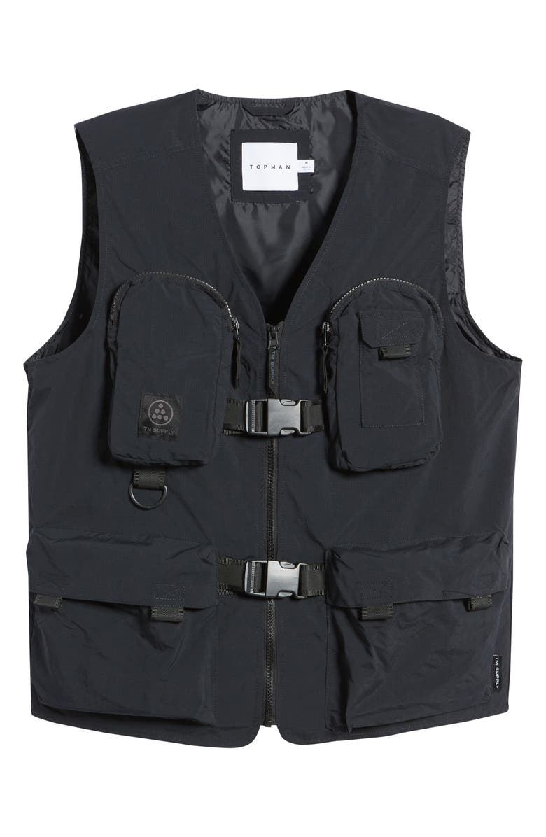 Topman Men's Nylon Utility Vest, Alternate, color,