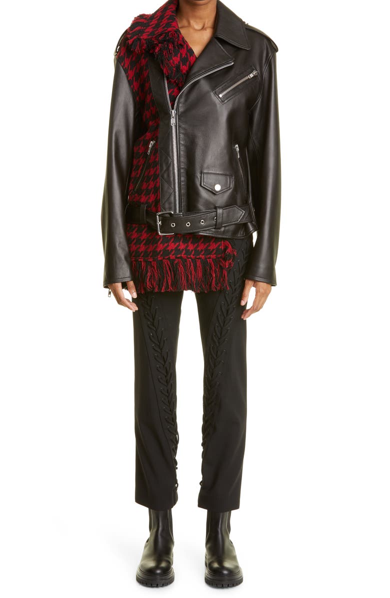 MONSE Mixed Media Oversize Moto Jacket, Alternate, color,