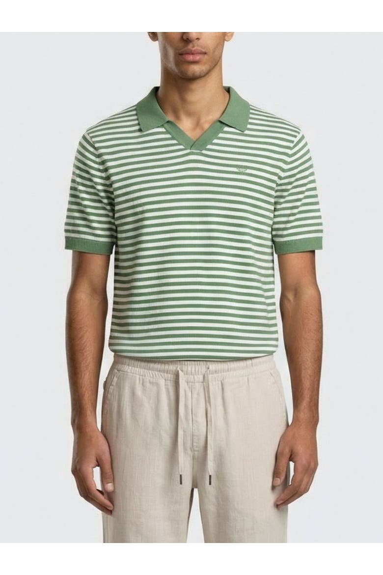 Milton Striped Polo Shirt, Main, color, Sage & Cream