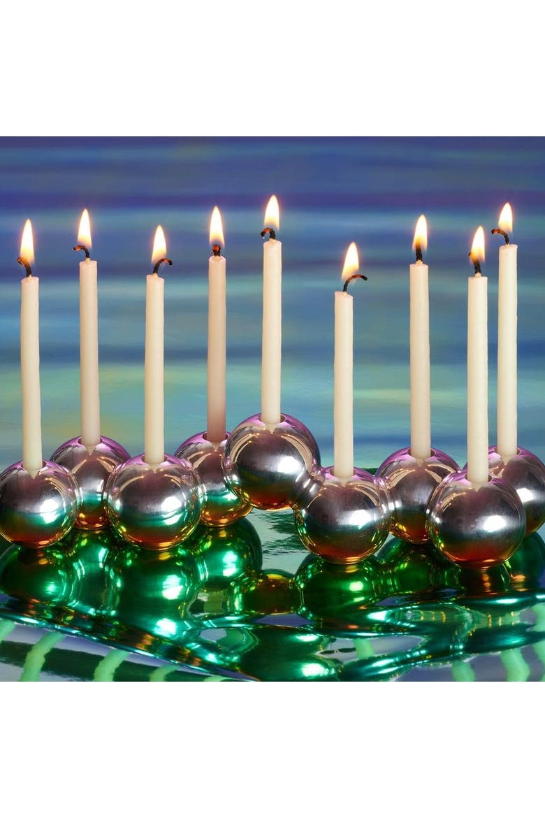 Aluminum Bubble Menorah, Alternate, color, Iridescent