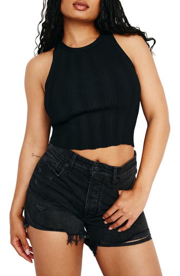 GOOD AMERICAN GOOD AMERICAN RIBBED CROP TANK 