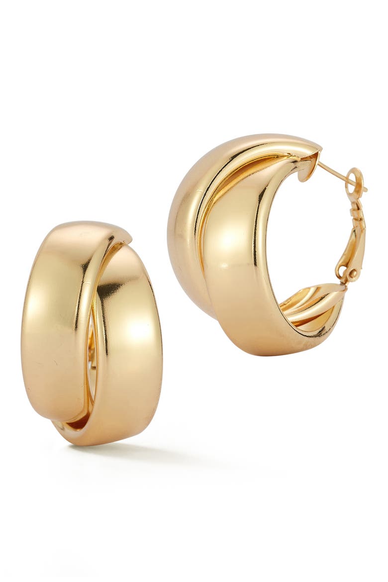 Double Hoop Earrings, Main, color, GOLD
