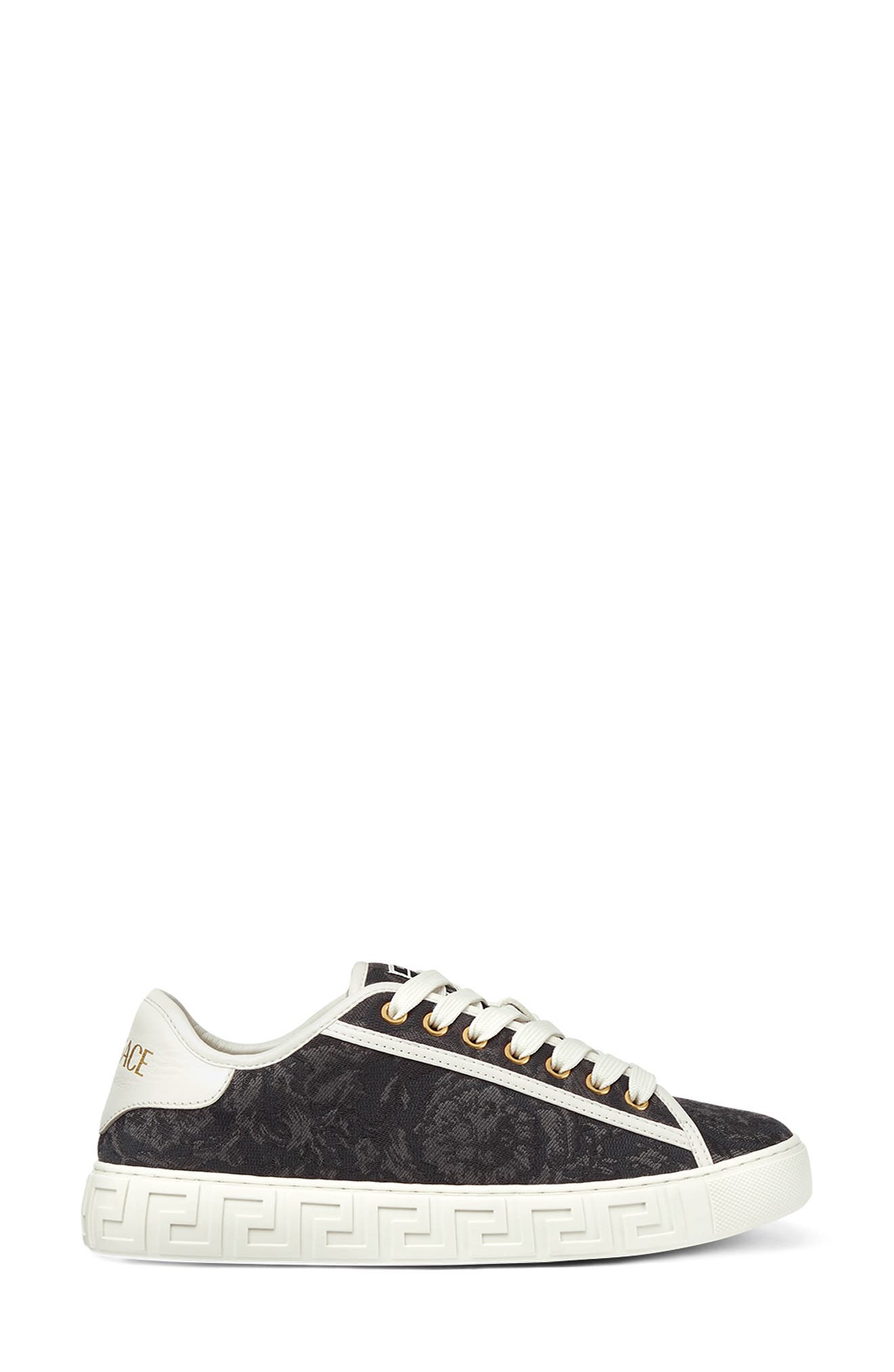 Versace Barroco Greca Jacquard Low Top Sneaker, Alternate, color, Black/ Off White