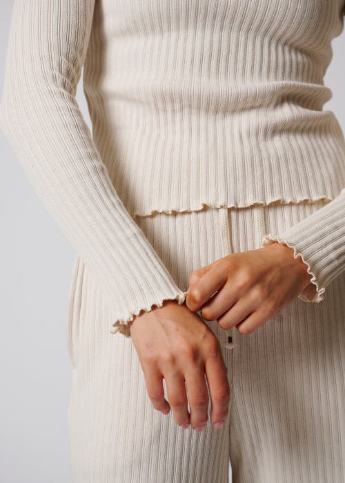 Leisure Lab Cotton Rib Long Sleeve In Cream