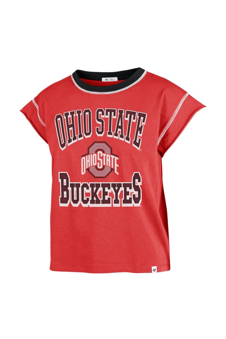 Women's '47 Scarlet Ohio State Buckeyes Sound Up Maya Cutoff T-Shirt, Alternate, color, Scarlet