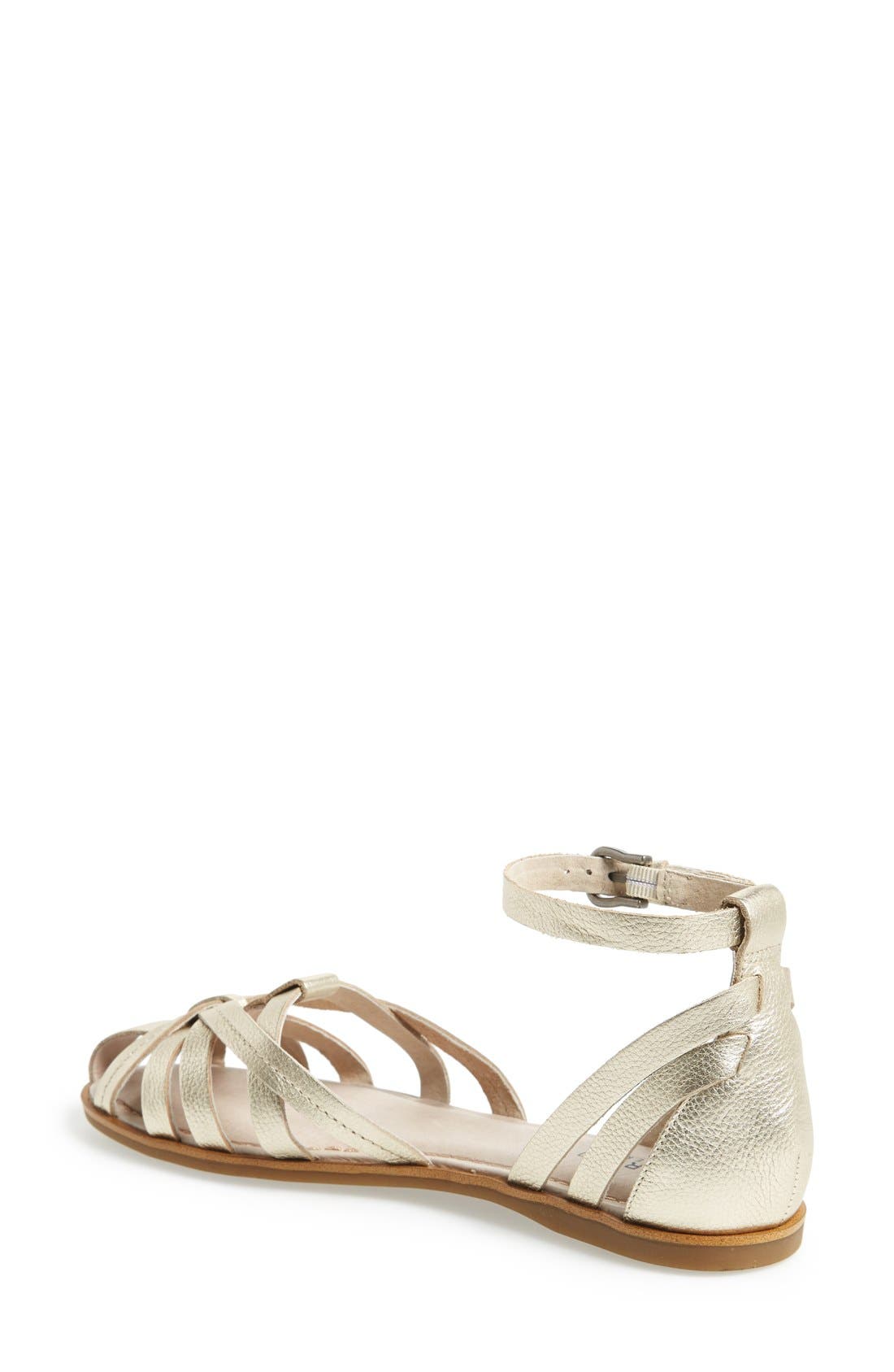 Sperry 'June' Leather Ankle Strap Sandal, Alternate, color, PLATINUM