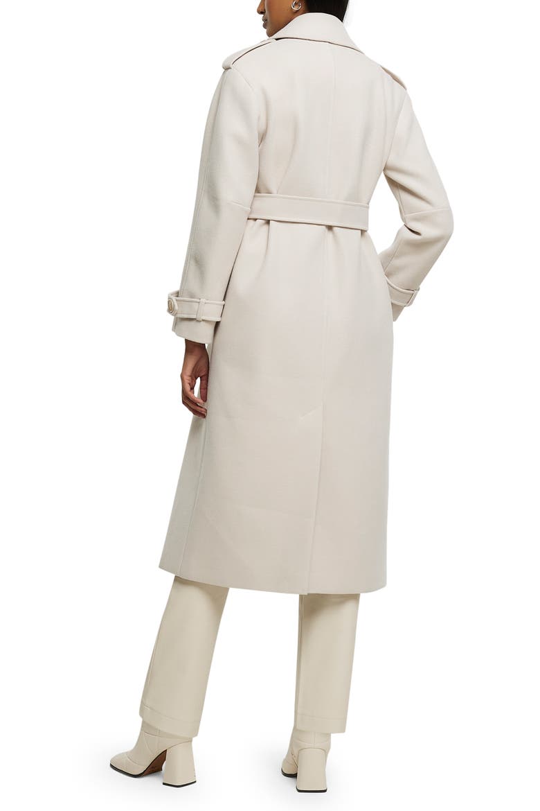 Relaxed Fit Belted Longline Trench Coat, Alternate, color, CREAM