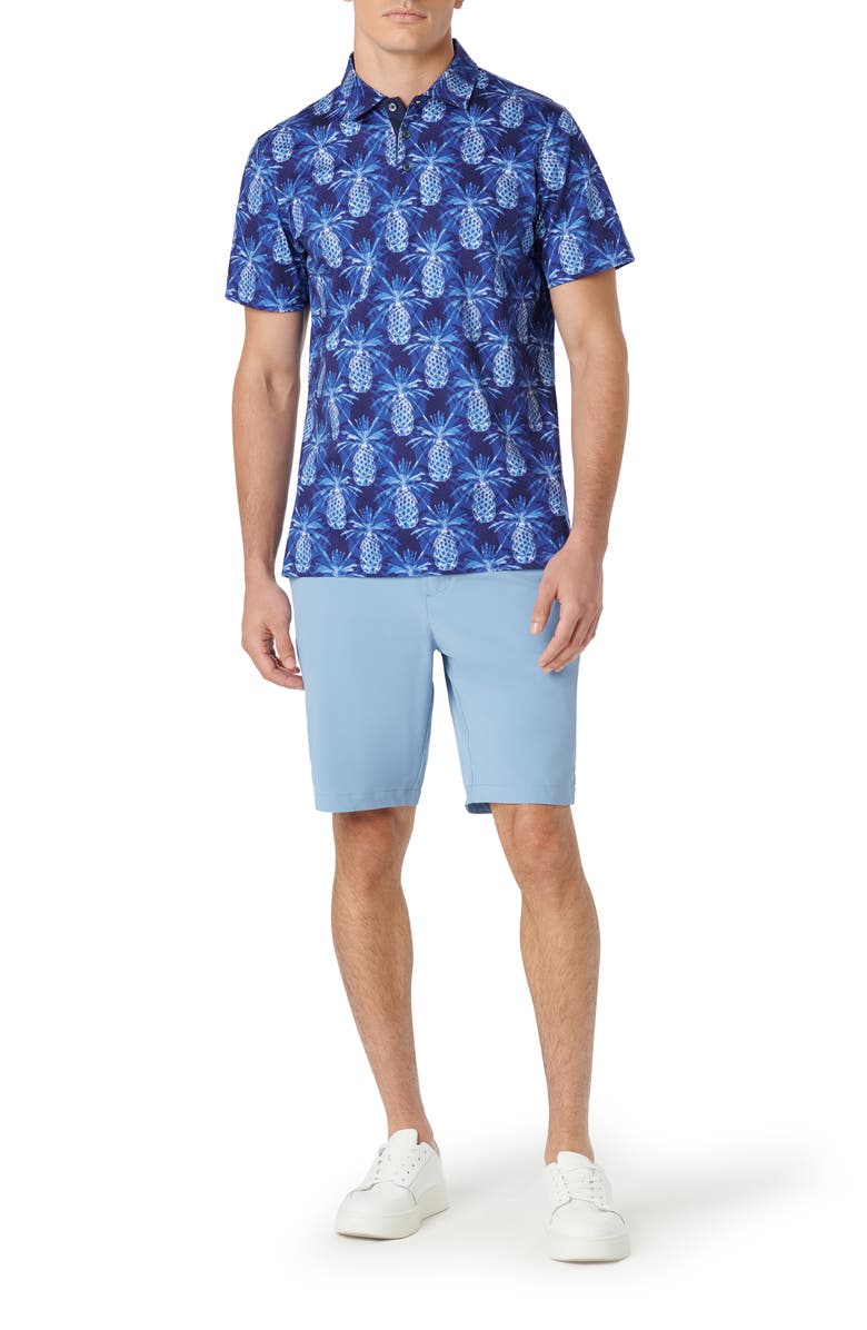 Bugatchi Hendrix Digital Pineapple Print Cotton Polo, Alternate, color, Night Blue