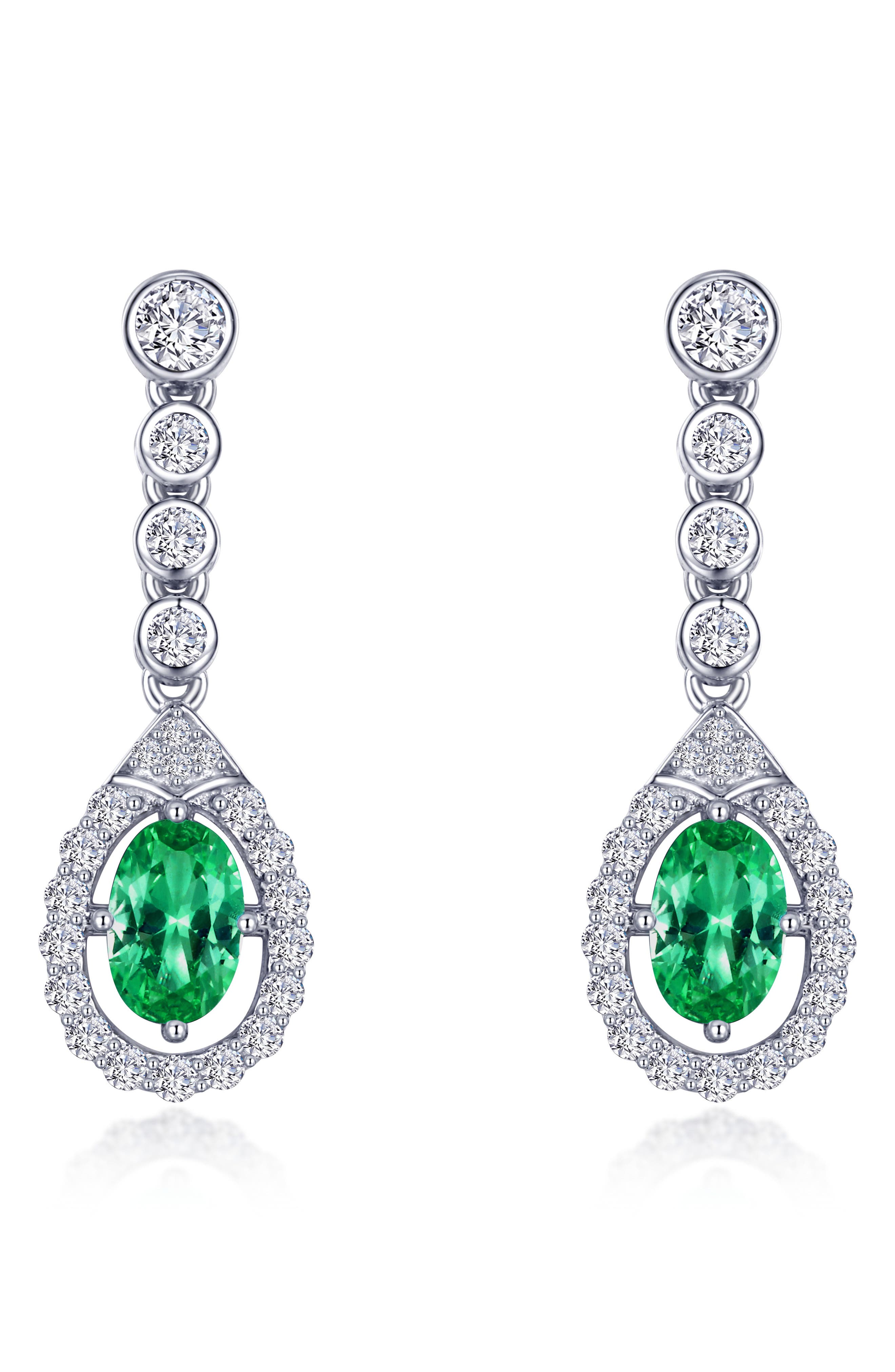 Oval Halo Drop Earrings