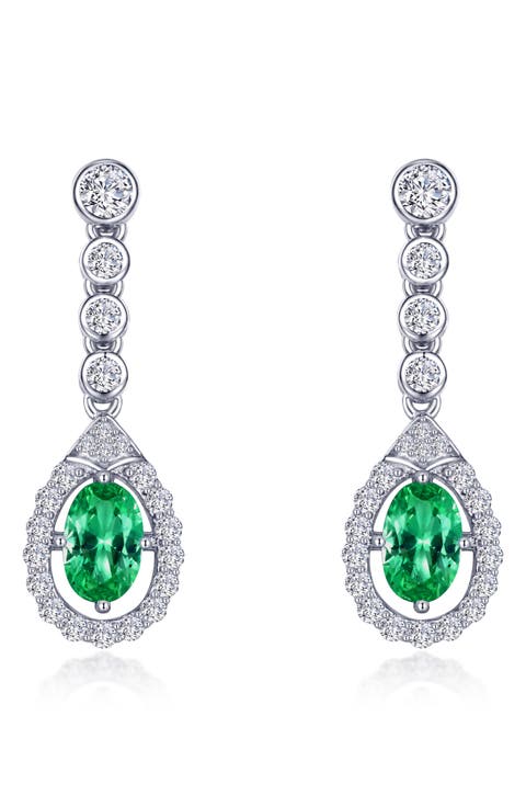 Oval Halo Drop Earrings