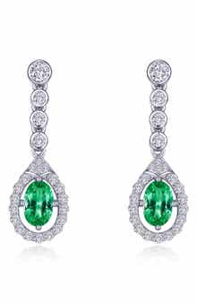 Oval Halo Drop Earrings