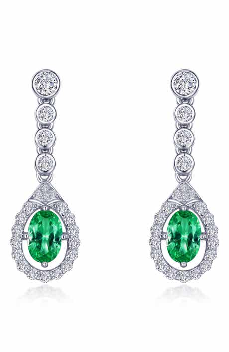 Oval Halo Drop Earrings