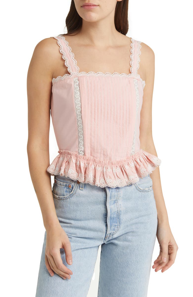LoveShackFancy Skipper Lace Ruffle Tank, Main, color, 