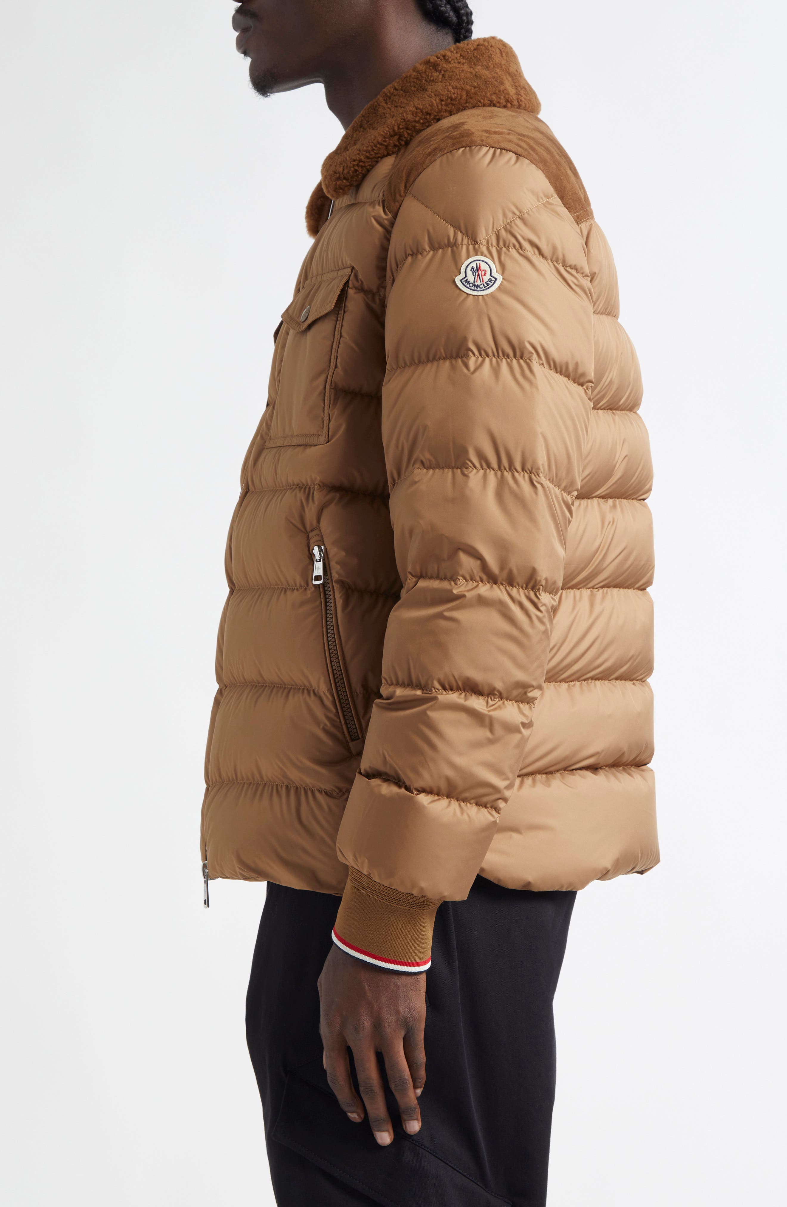 Moncler Jafferau Down Jacket with Genuine Shearling Collar (Men