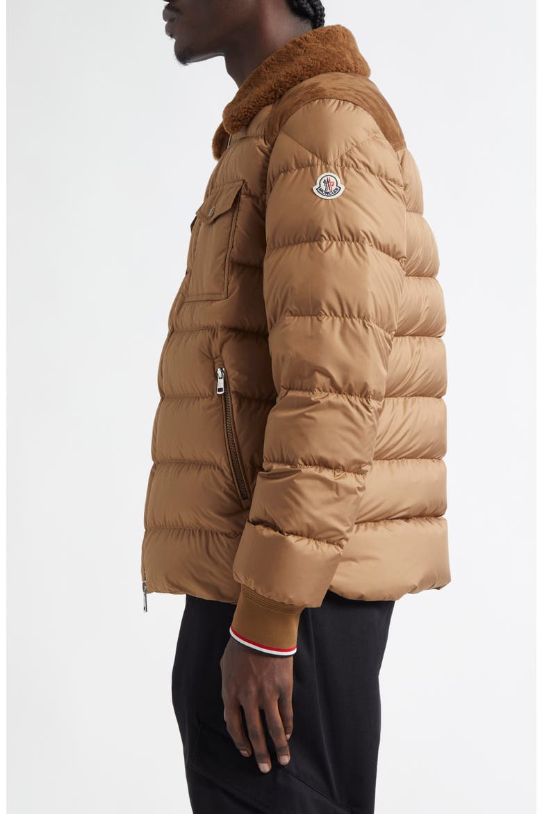 Jafferau Down Jacket with Genuine Shearling Collar, Alternate, color, CARAMEL
