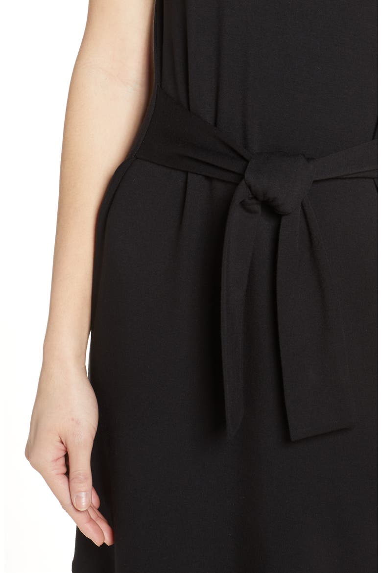 Tie Front T-Shirt Dress, Alternate, color, BLACK