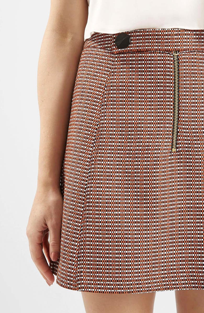 Topshop Textured A-Line Miniskirt, Alternate, color,