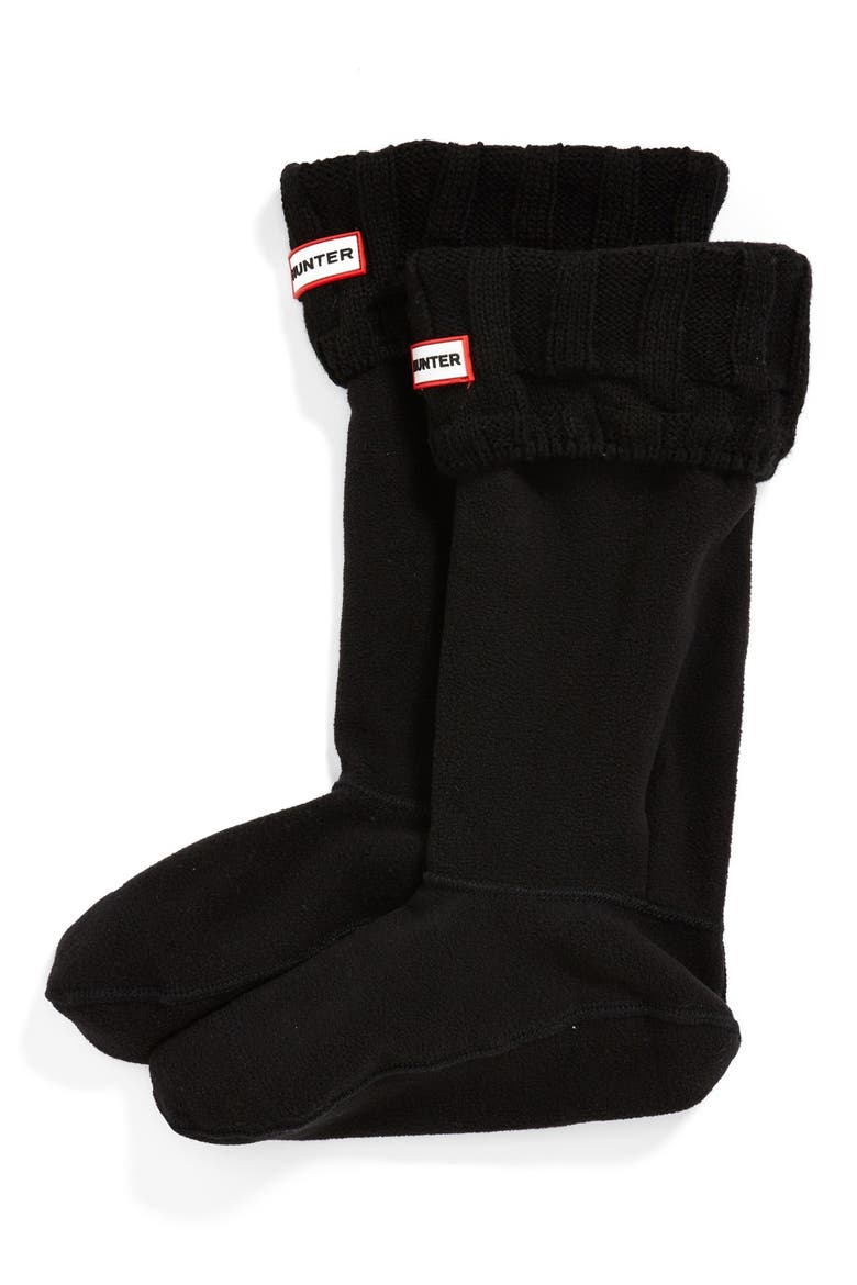 'Guernsey' Tall Fleece Boot Socks, Main, color, BLACK