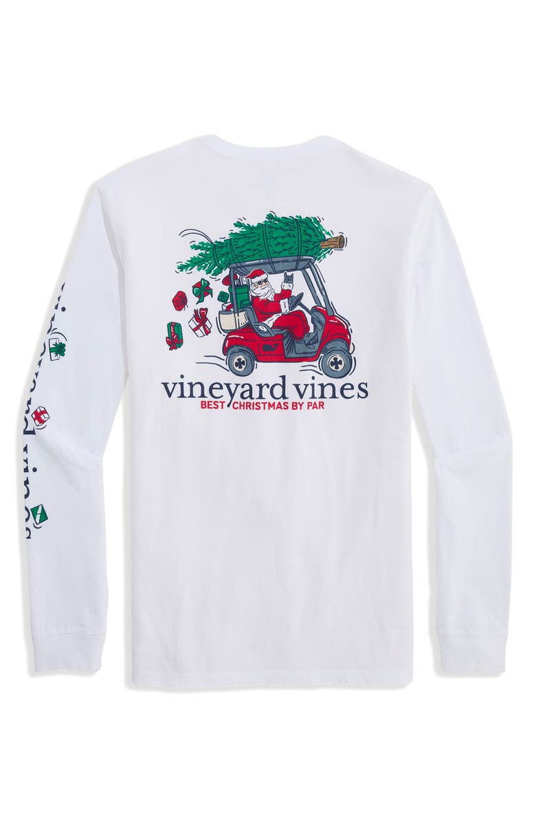 vineyard vines Best Christmas By Par Graphic Long Sleeve T-Shirt, Alternate, color, White Cap