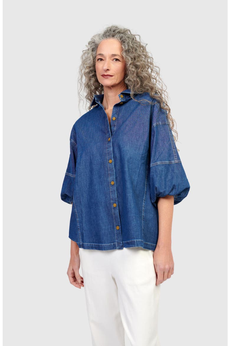Pippa Relaxed Blouse, Alternate, color, Denim
