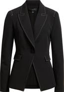 Tahari ASL Topstitch Detail One-Button Jacket