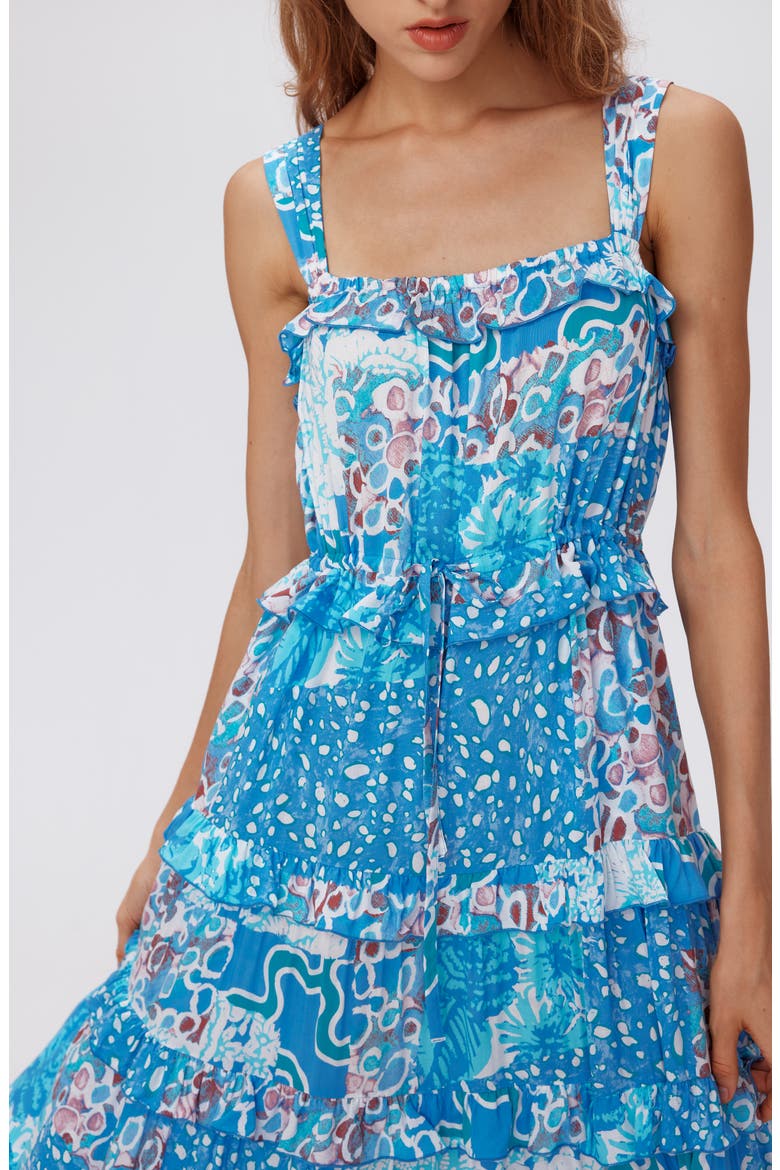 Shawn Abstract Print Tiered Maxi Dress, Alternate, color, SOLTICE FLAGS BLUE