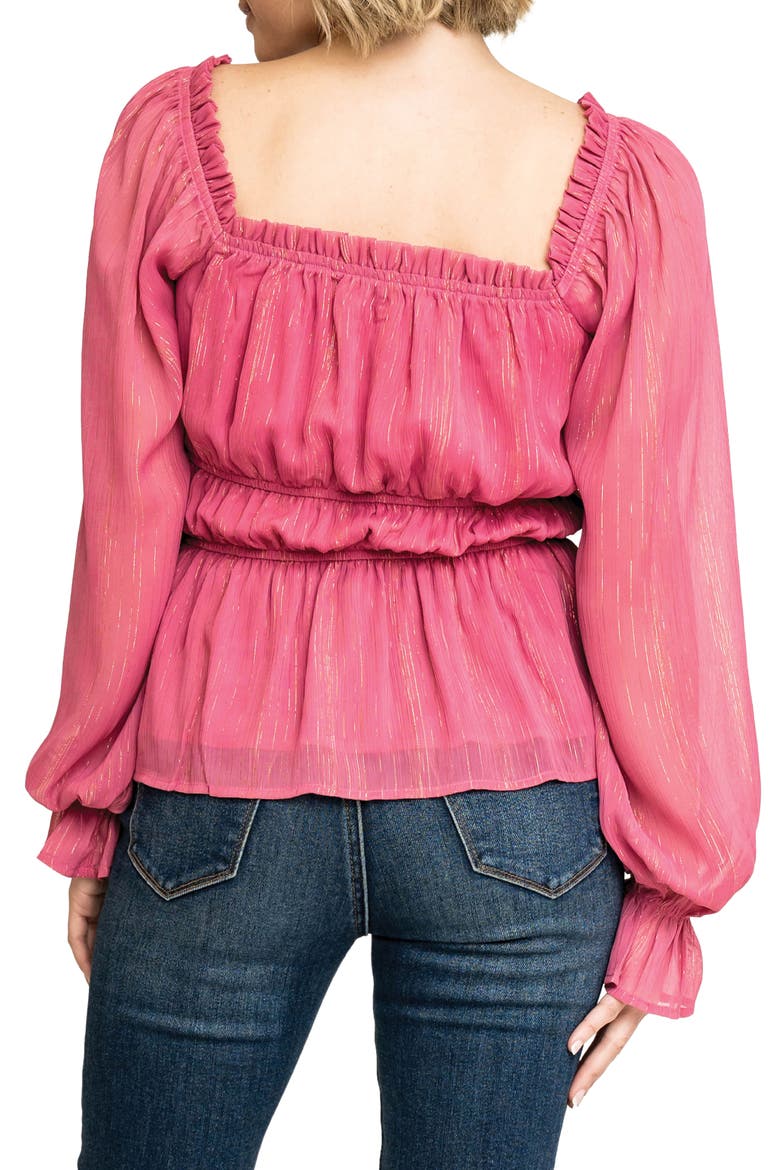 Metallic Square Neck Top, Alternate, color, FUCHISA W/ GOLD LUREX