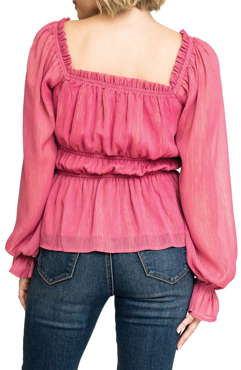 GIBSONLOOK Metallic Square Neck Top, Alternate, color, Fuchisa W/ Gold Lurex