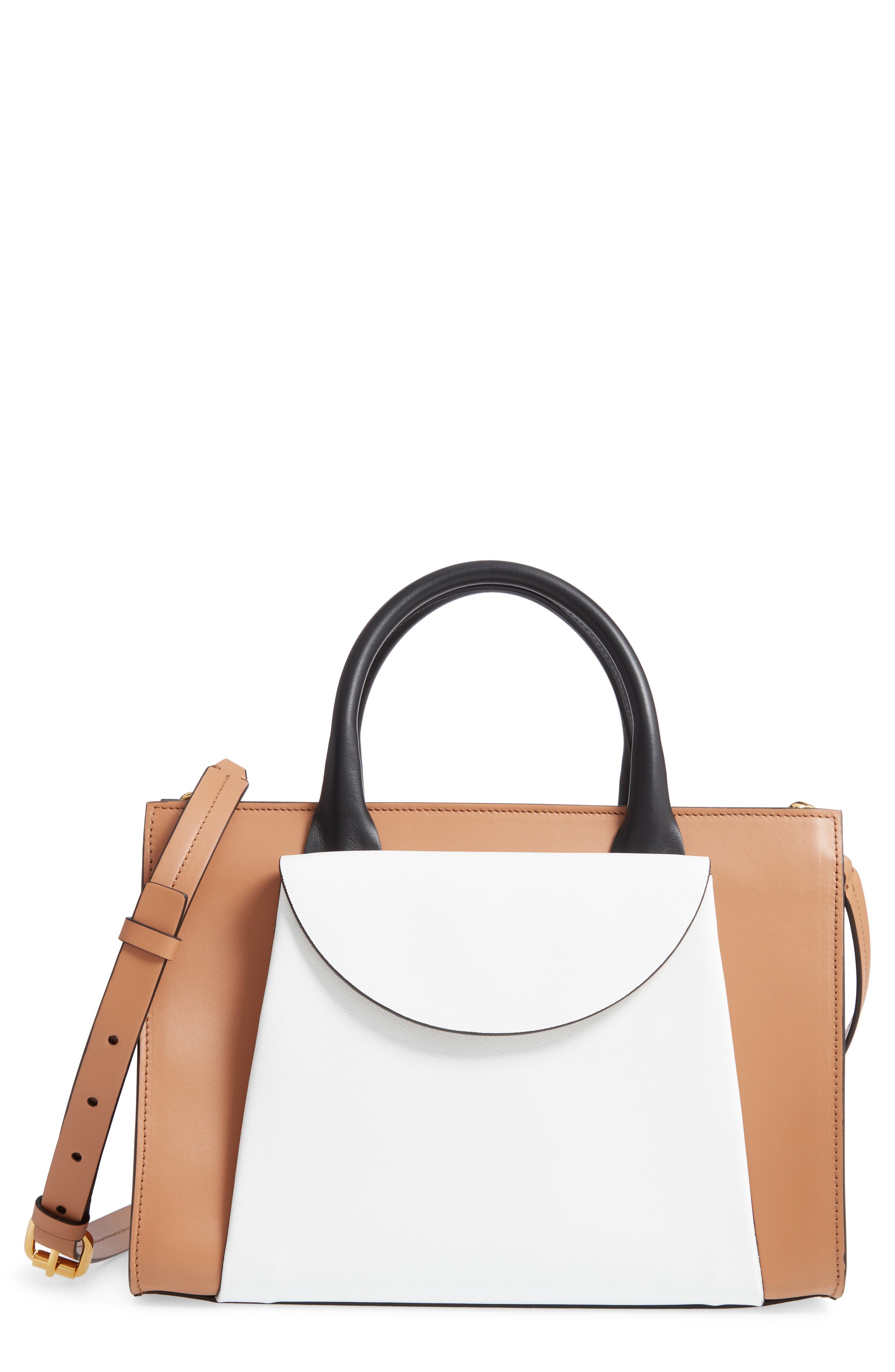 Marni Medium Law Colorblock Top Handle Satchel, Main, color, 