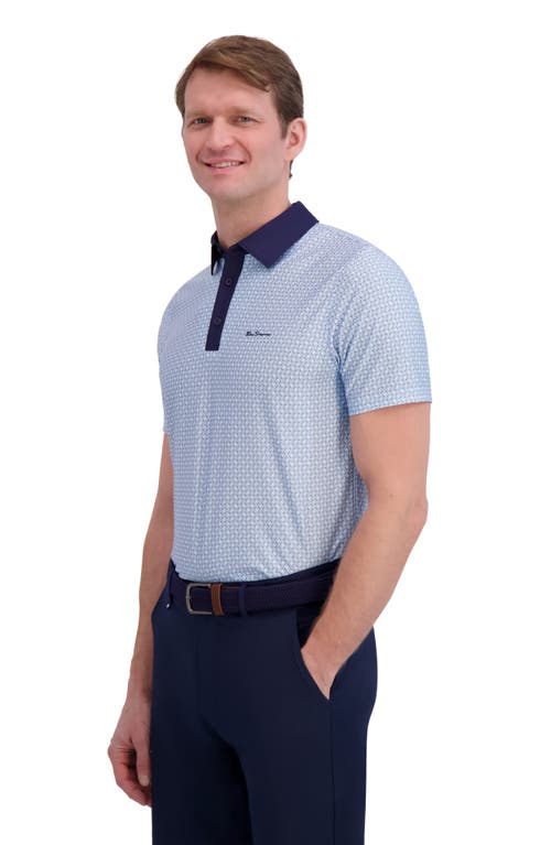 Ben Sherman Linear Tech Jersey Golf Polo In Blue