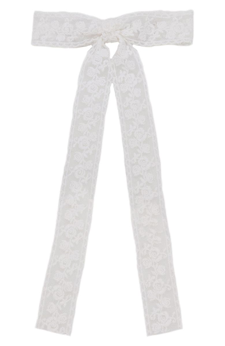 Petit Moments Floral Lace Hair Bow, Main, color, White