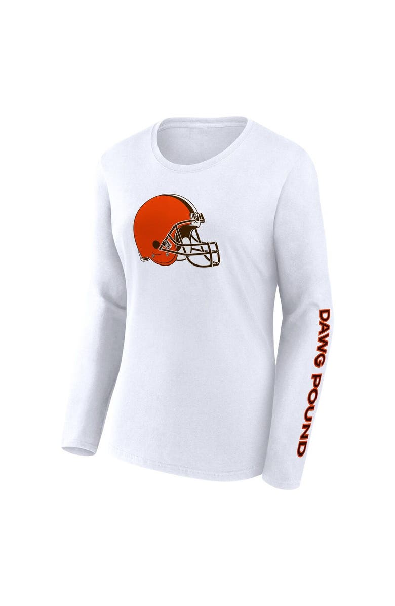 FANATICS Women's Fanatics Branded Brown/White Cleveland Browns Lightweight Short & Long Sleeve T-Shirt Combo Pack, Alternate, color, 