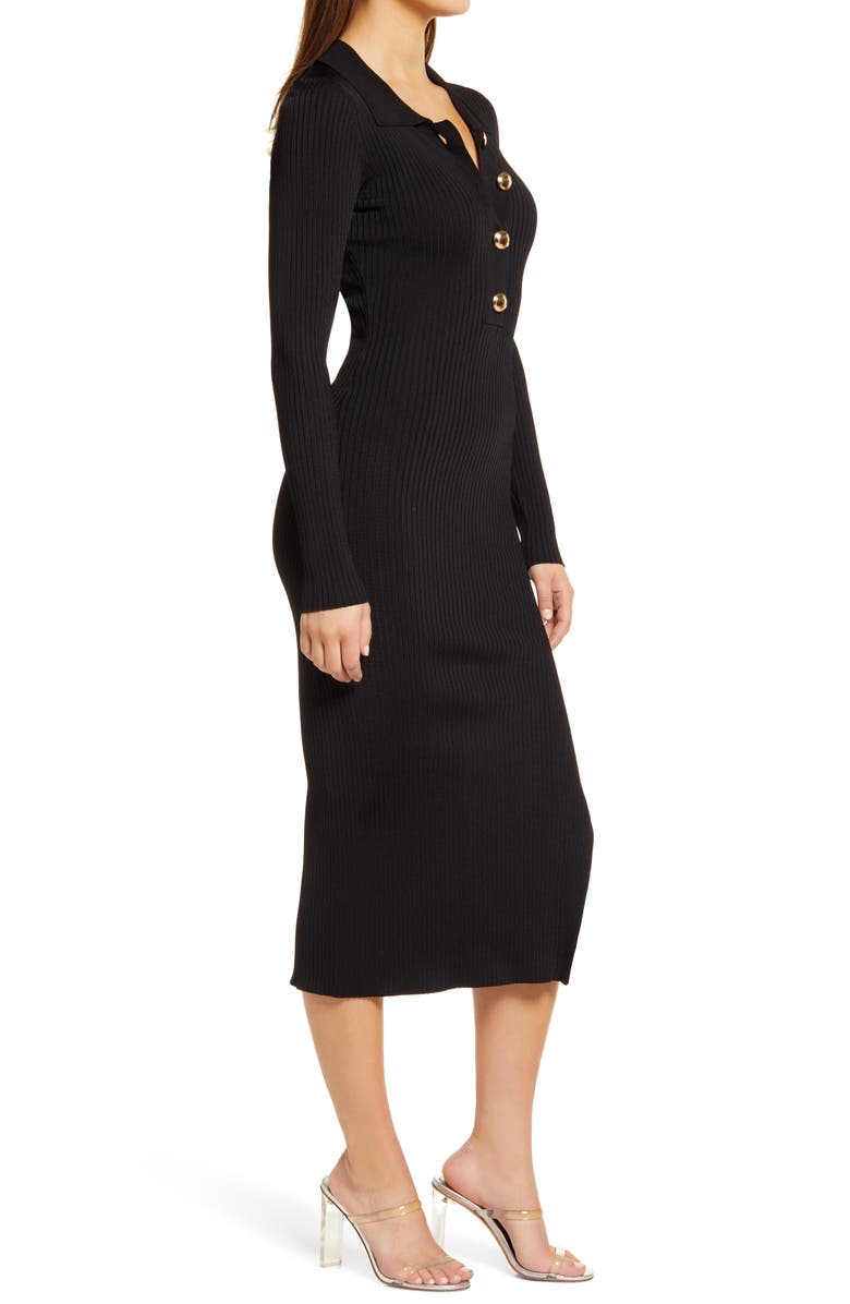 Good American Long Sleeve Polo Midi Dress, Alternate, color,
