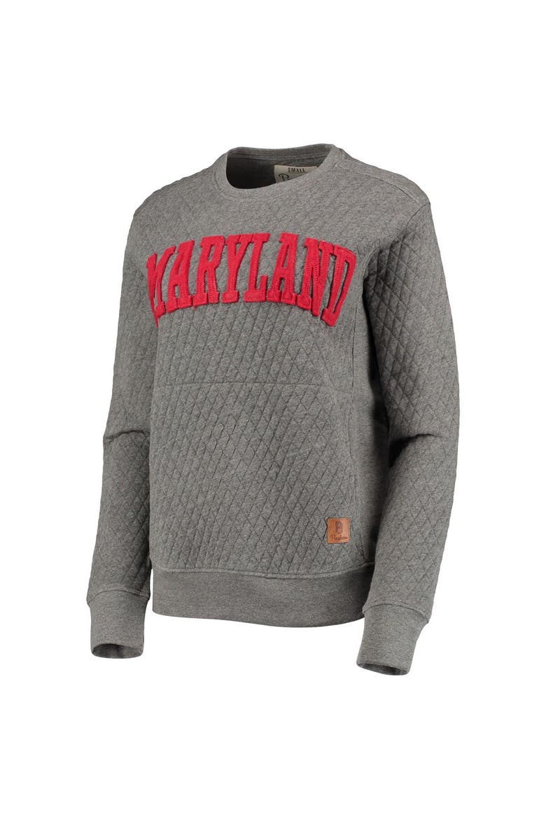 Women's Pressbox Heather Charcoal Maryland Terrapins Moose Quilted Pullover Sweatshirt, Alternate, color, Heather Gray